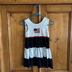 Luigi Kids White Sleeveless Dress with Flag Patch